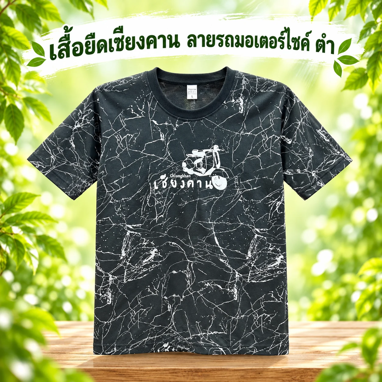 เสื้อยืดเชียงคาน ลายรถมอเตอร์ไซค์ ดำ