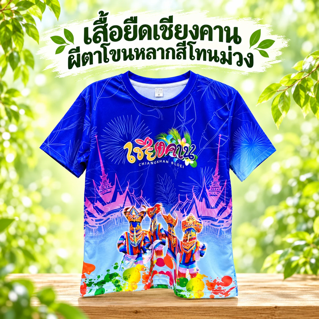 เสื้อยืดเชียงคาน ผีตาโขนหลากสีโทนม่วง