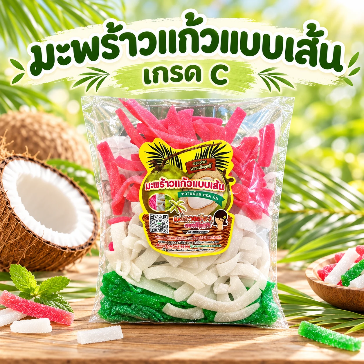 มะพร้าวแก้วแบบเส้น เกรด C