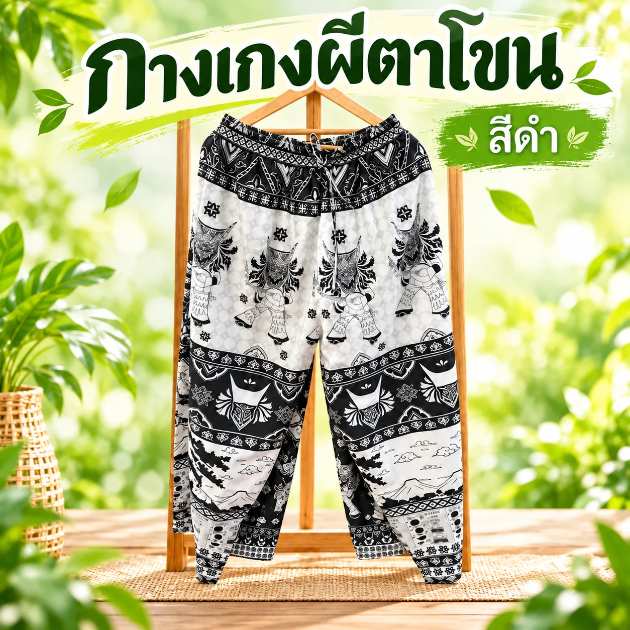 กางเกงผีตาโขน (สีดำเบสิค)