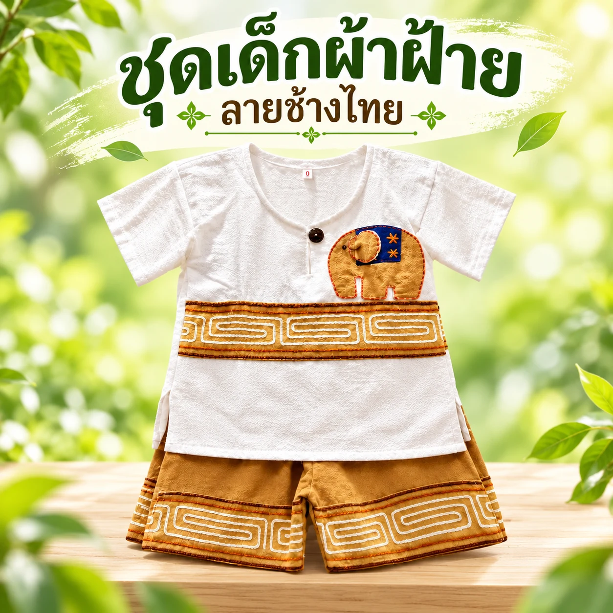 ชุดเด็กผู้ชายผ้าฝ้าย ลายช้างไทยขายดี